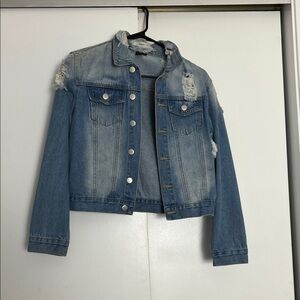 Distressed Light Blue Women's Denim Jacket